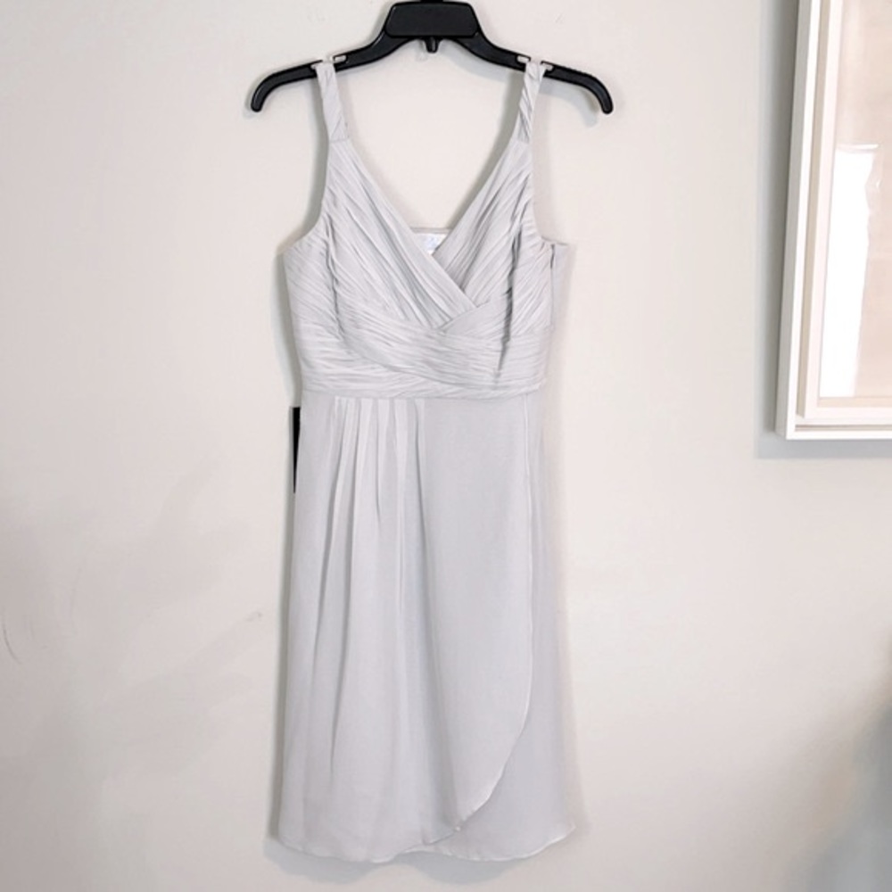 Ann Taylor silver gray silk dress sleeveless tank style